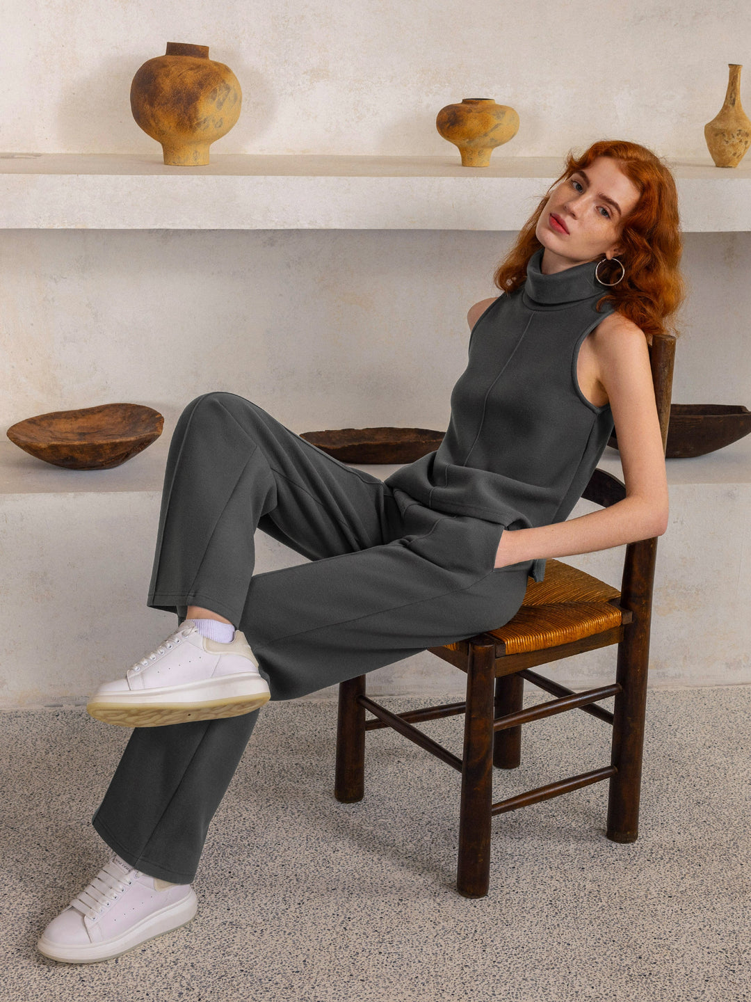 High Waisted Warm Straight Leg Pull On Pant