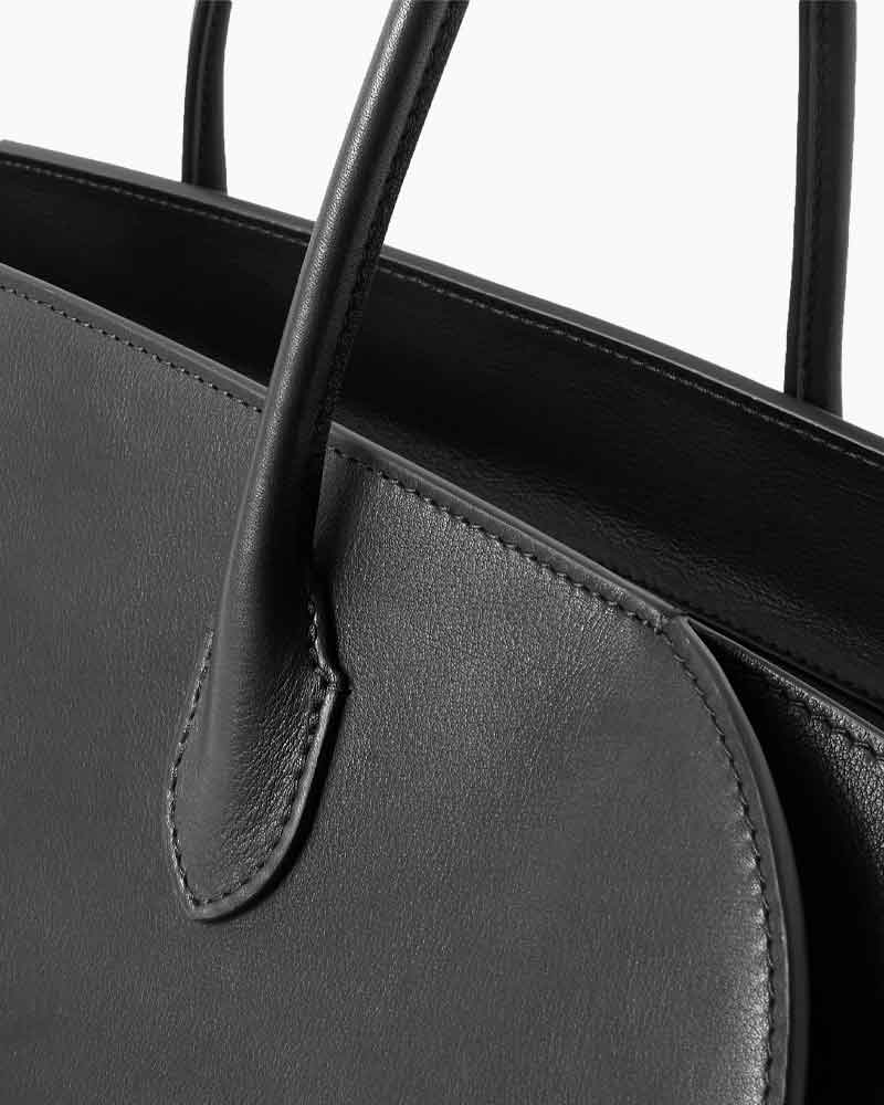 Women's Daily Commute Versatile Black Leather Tote