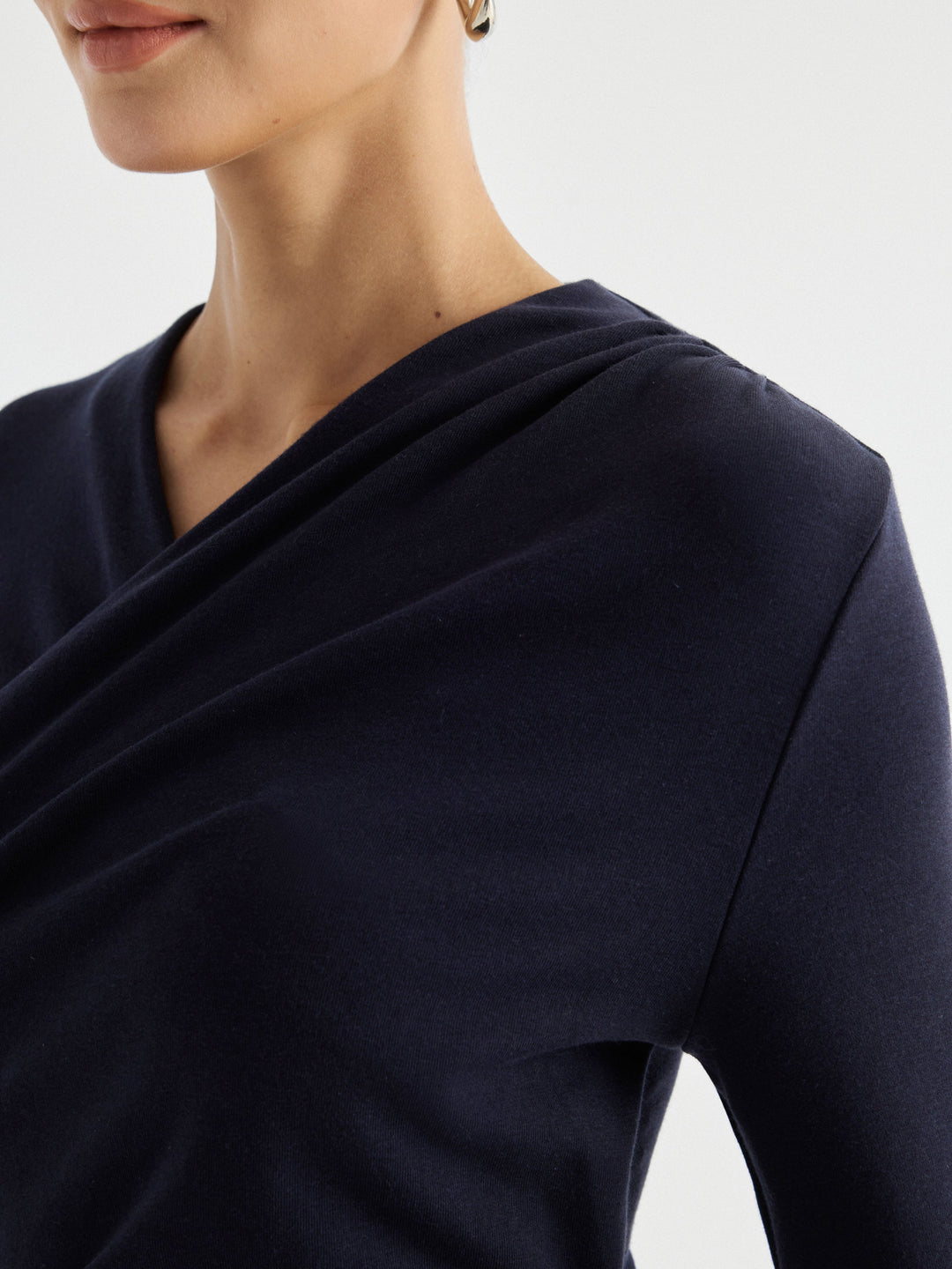 ProWarm Crossover Wrap Neck Long Sleeve Midi Dress