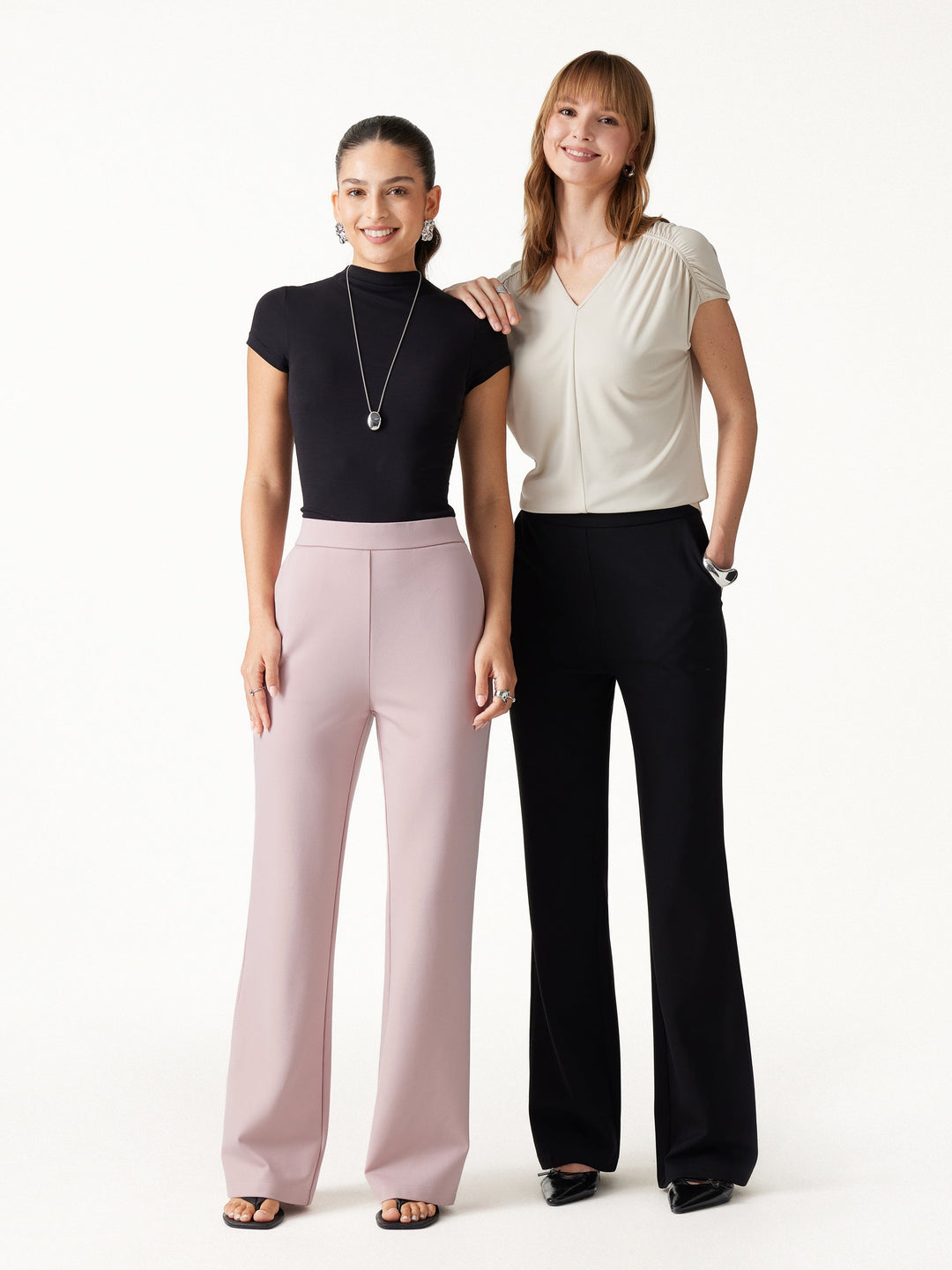 Ponte High-Rise Slim Flared Pants with Pockets
