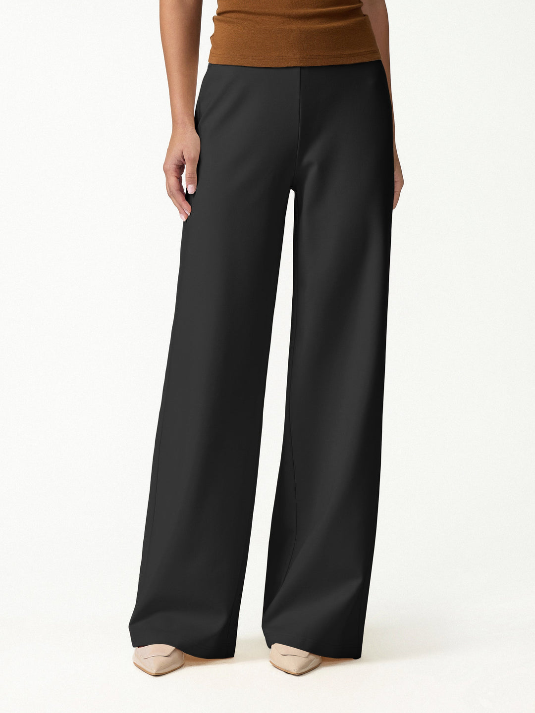 Ponte High-Rise Wide-Leg Pants with Pockets