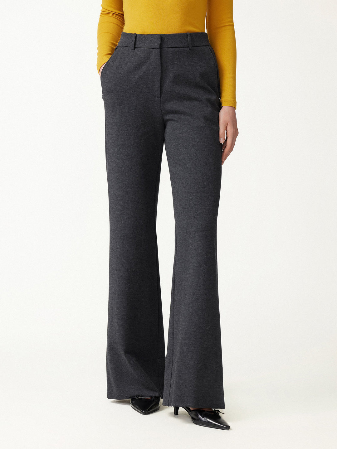 Ponte Mid-Rise Wide-Leg Pants with Pockets