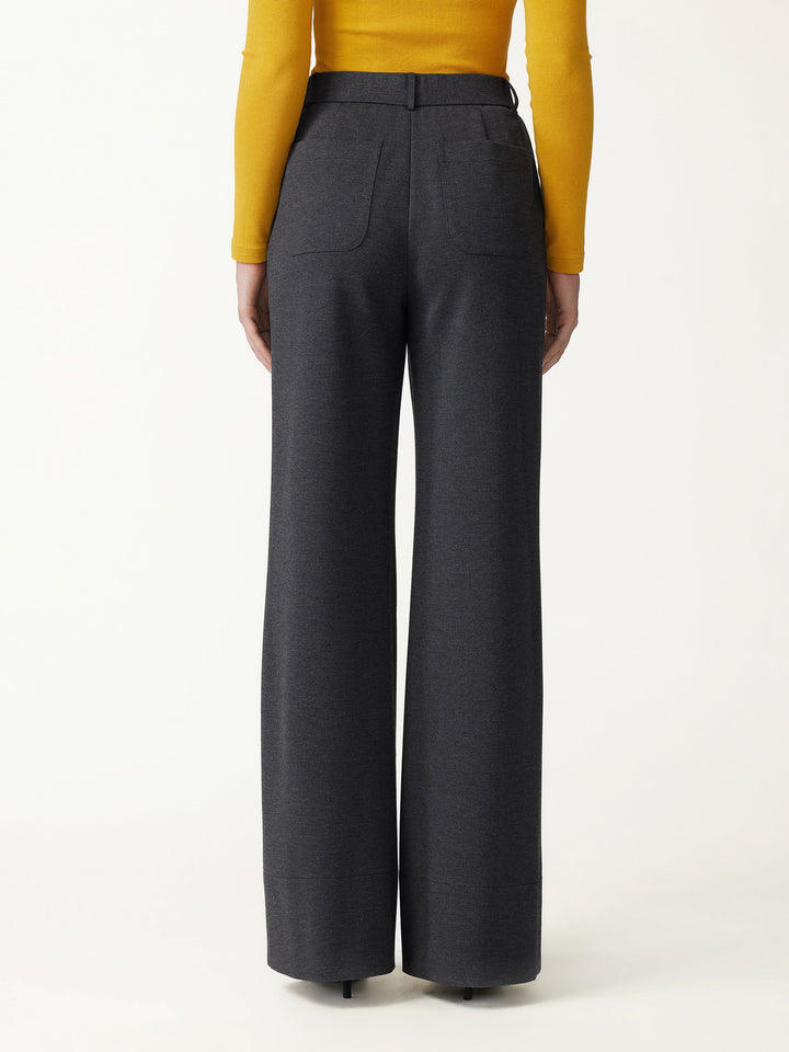 Ponte Mid-Rise Wide-Leg Pants with Pockets