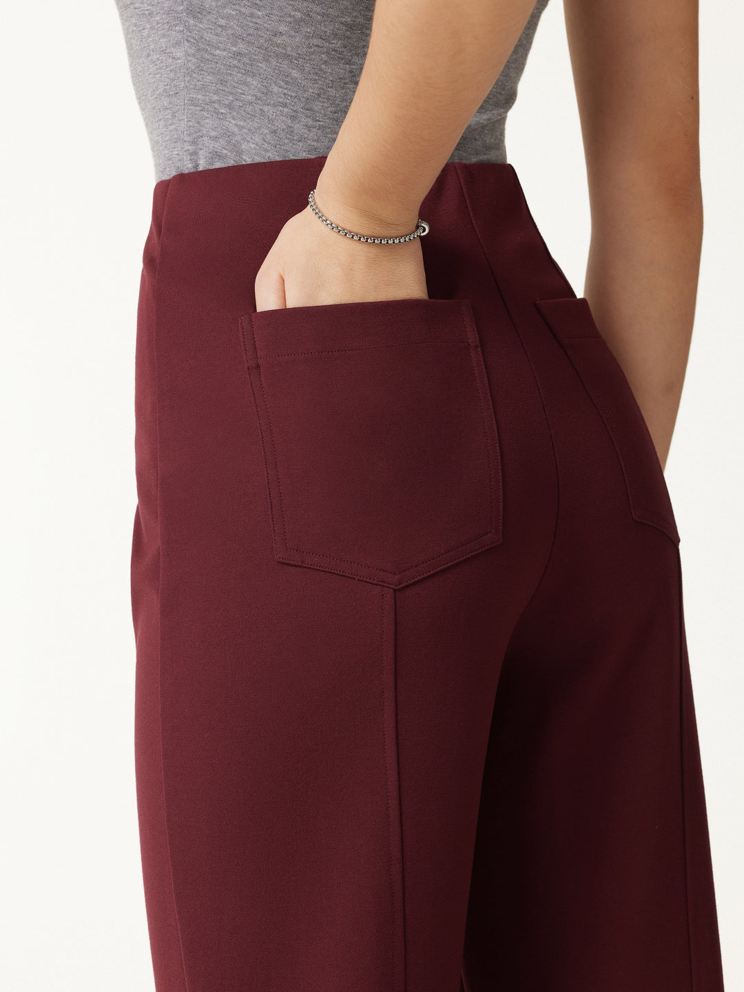 Ponte High-Rise Straight-Leg Pants with Pockets