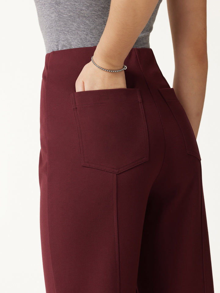 Ponte High-Rise Straight-Leg Pants with Pockets