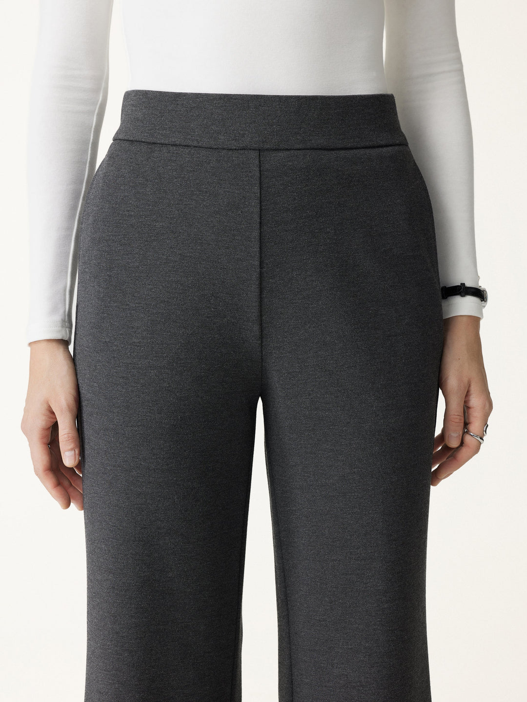 Ponte High-Rise Wide-Leg Pants with Pockets