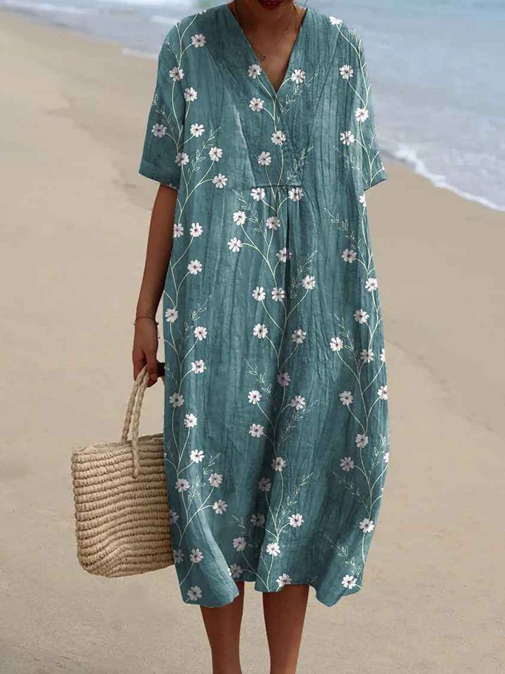 Floral Art Print Vintage Floral Maxi Dress — side view