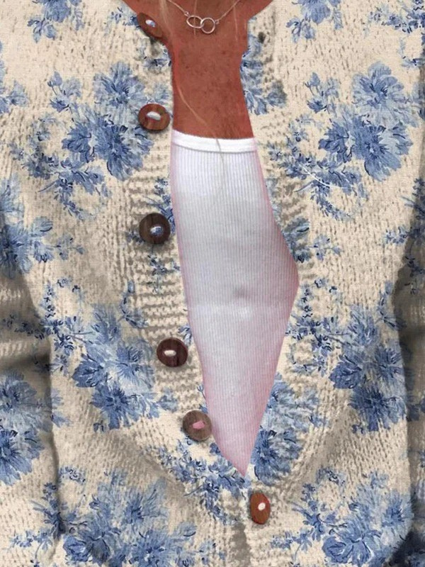 Lovely Floral Art Print Cardigan — alternate view