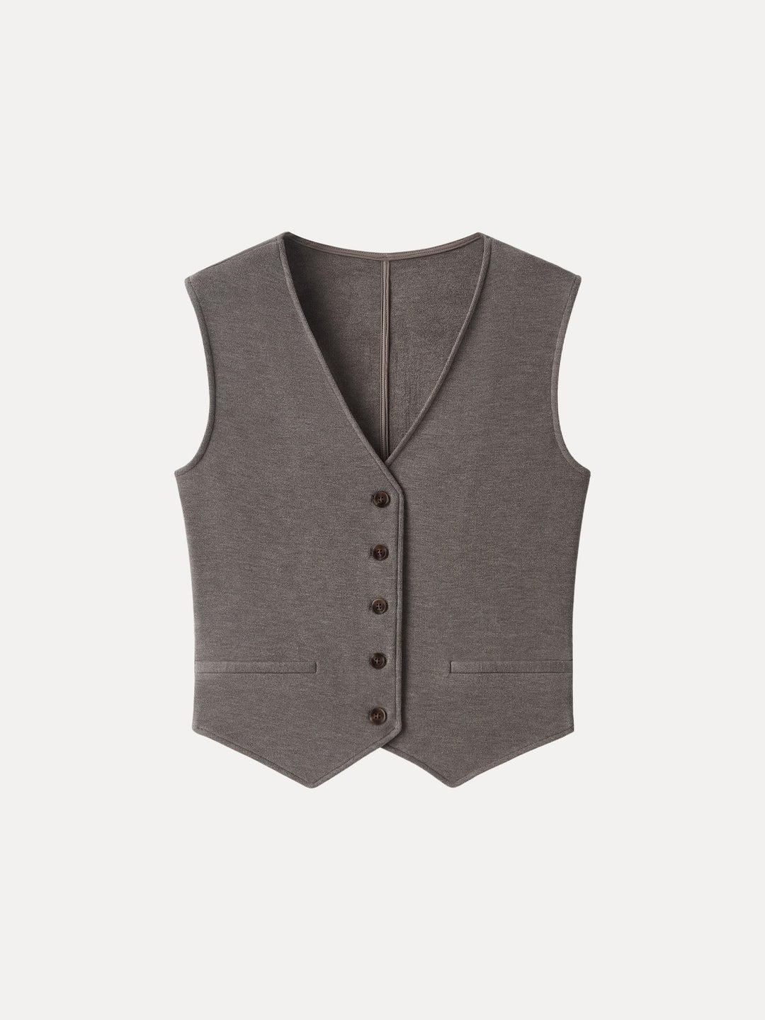 Petite-Friendly V-Neck Sleeveless Button-Down Cropped Vest