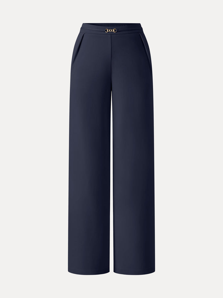 Ponte High-Rise Wide-Leg Pants with Pockets