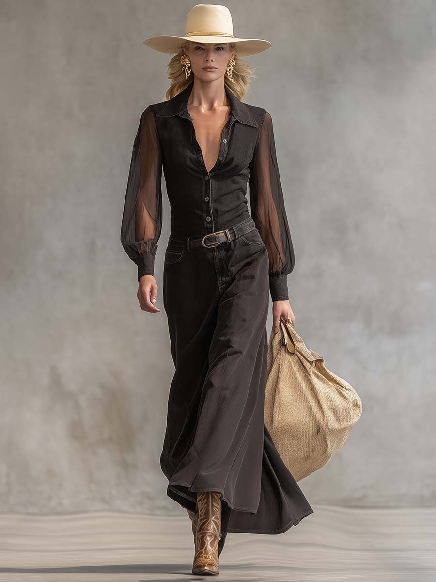 Evelyn vintage western denim dress styled – women's boho fashion