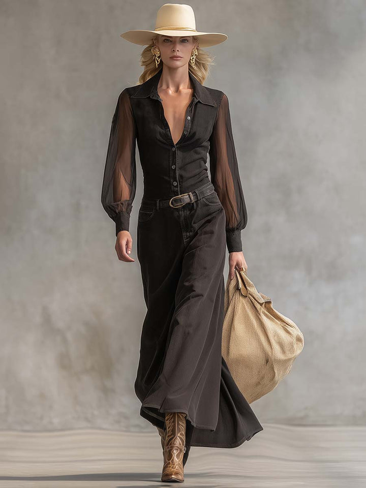 Evelyn vintage western denim dress styled – women's boho fashion