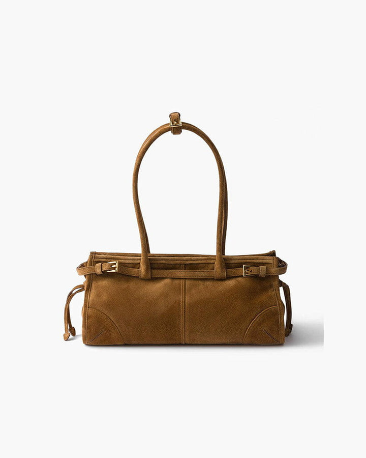 Elegant Rectangular Suede Tote with Zipper Closure