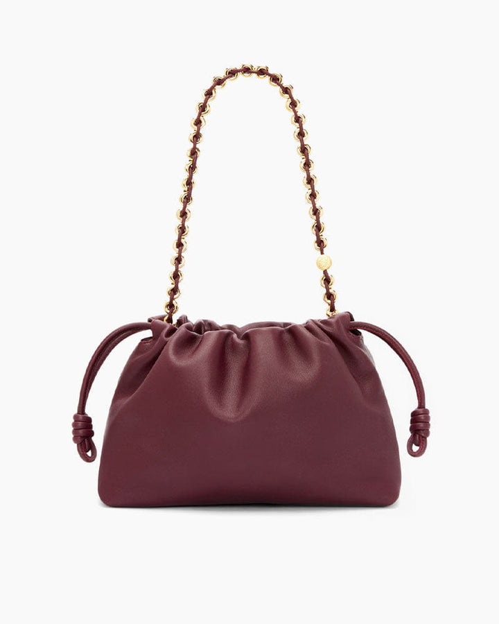 Medium Ruched Genuine Leather Bag Donut Chain