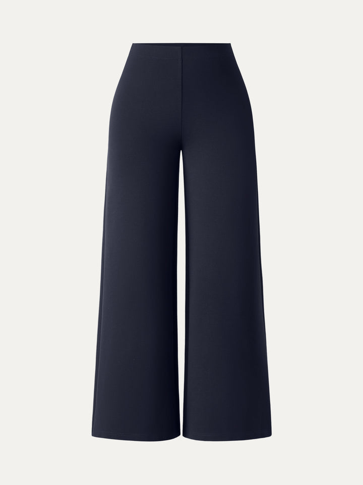 Ponte High-Rise Wide-Leg Pants with Pockets