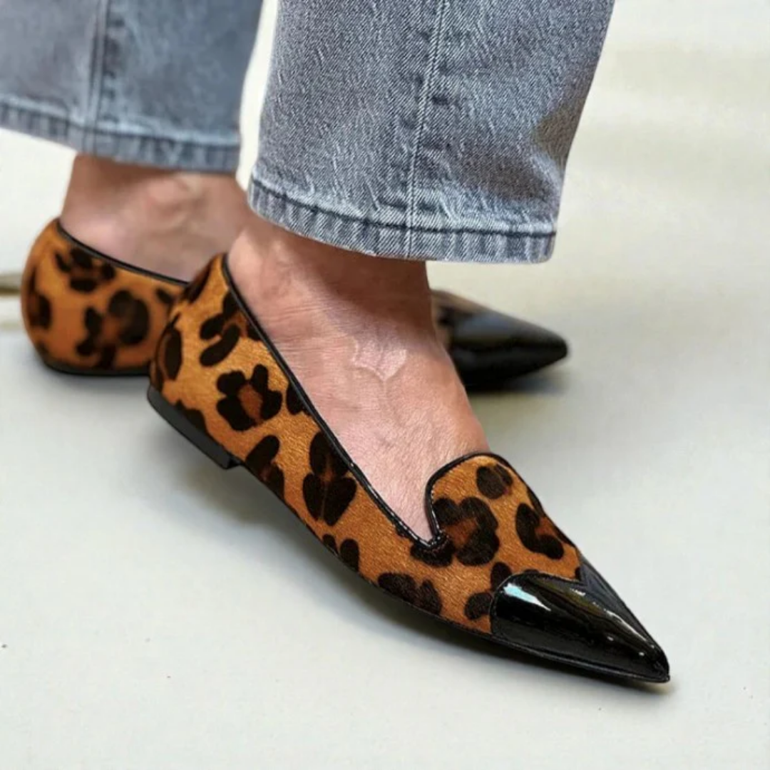 Refined Animal Print Ballet Flats — front view