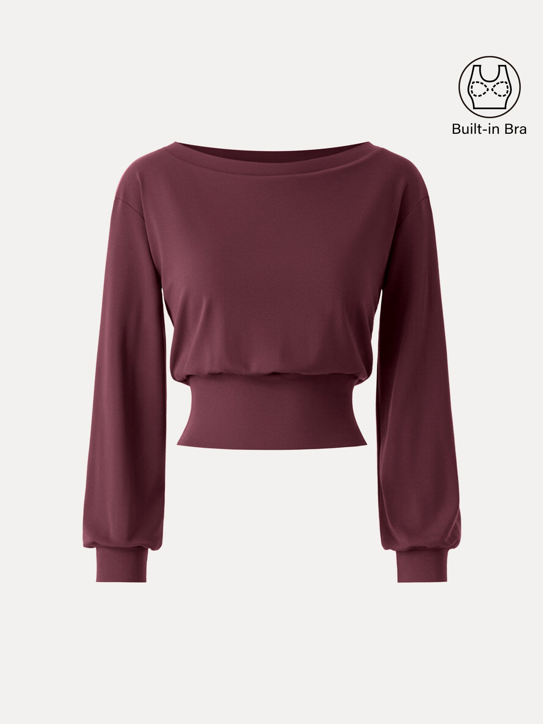 Non-Itchy Wool Blend Boatneck Built-In Bra Top 2.0