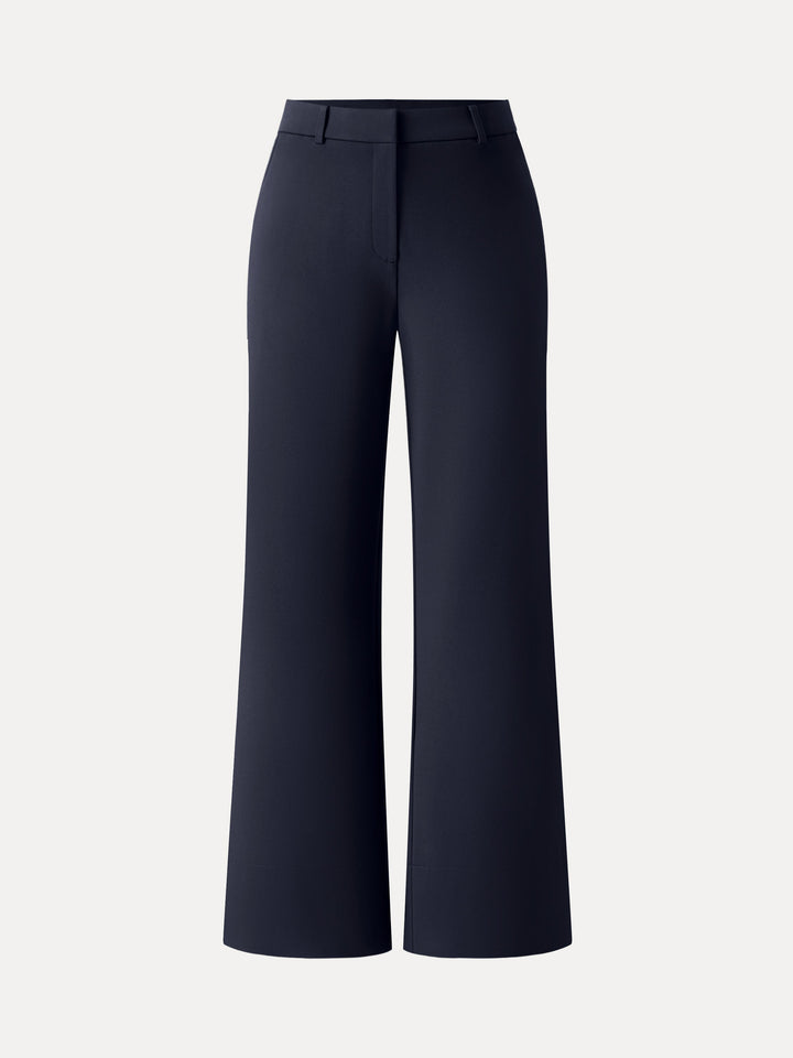 Ponte Mid-Rise Wide-Leg Pants with Pockets
