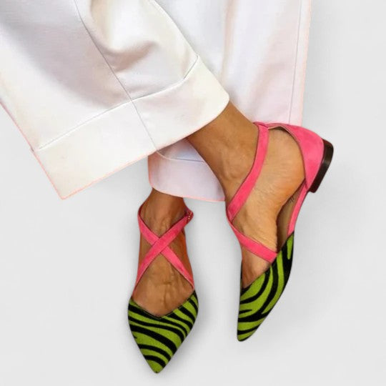 Khreysa Elegant Ballet Flats with Straps — side view