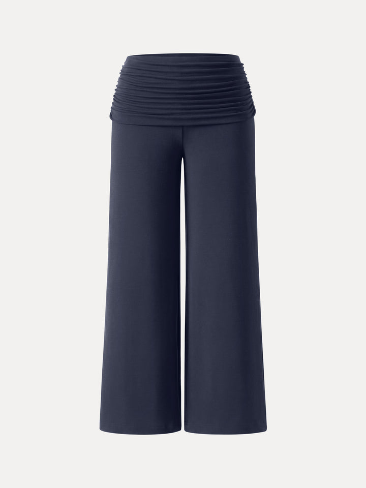 Non-Itchy Wool Blend Drapey Wide Leg Pull-on Pants with Pockets