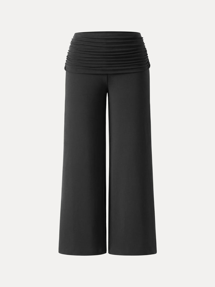 Non-Itchy Wool Blend Drapey Wide Leg Pull-on Pants with Pockets
