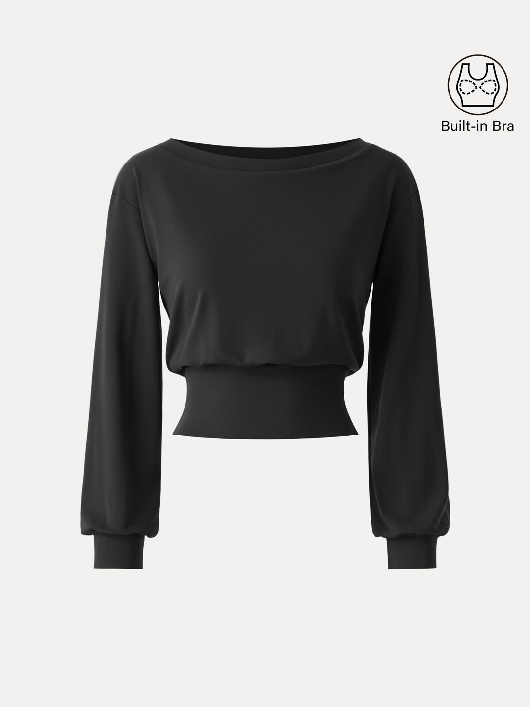 Non-Itchy Wool Blend Boatneck Built-In Bra Top 2.0