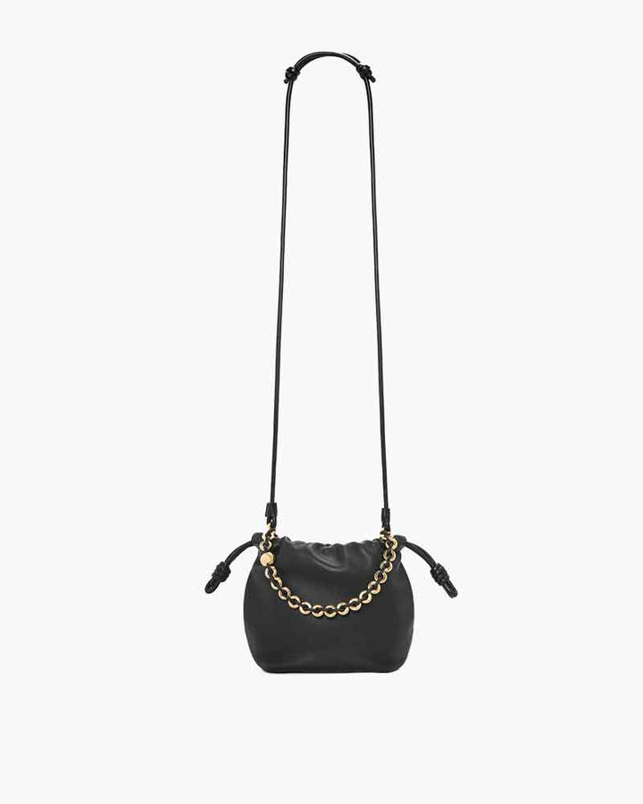 Medium Ruched Genuine Leather Bag Donut Chain