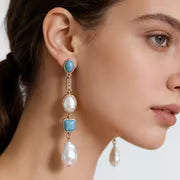 Close-up of the turquoise and pearl cluster