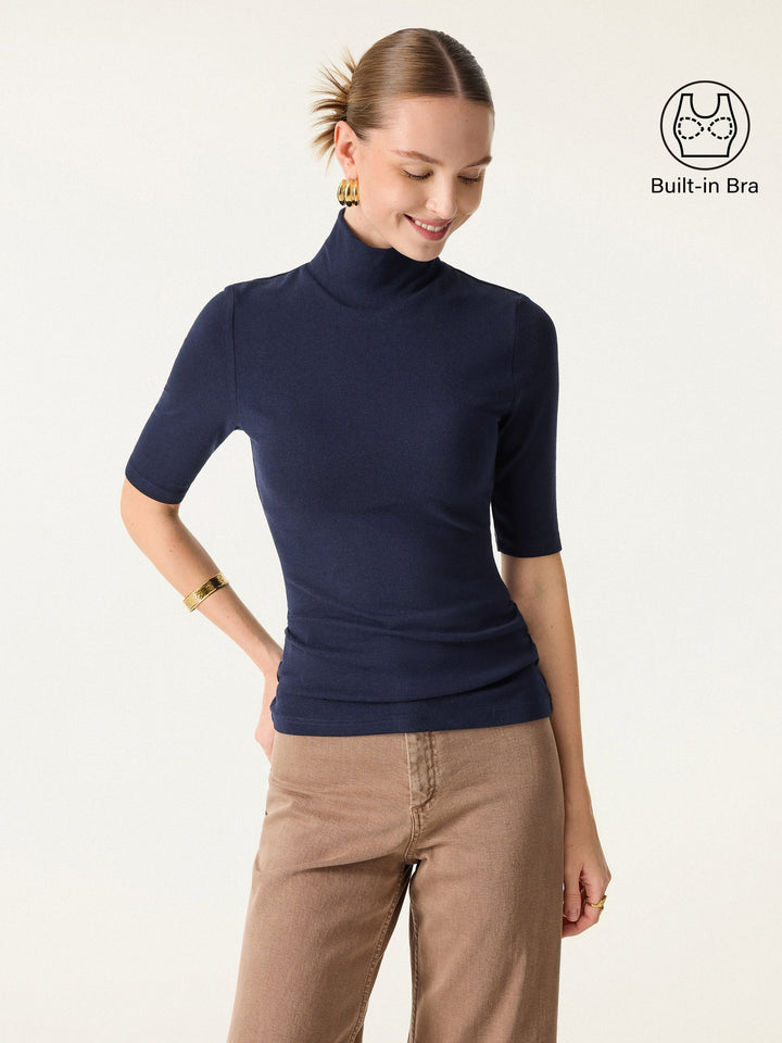 2Pcs Set LiteWarm Elbow Length Sleeve Built-In Bra Top 3.0 & High-Rise Wide Leg Pants