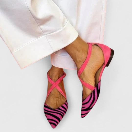 Khreysa Elegant Ballet Flats with Straps — back view