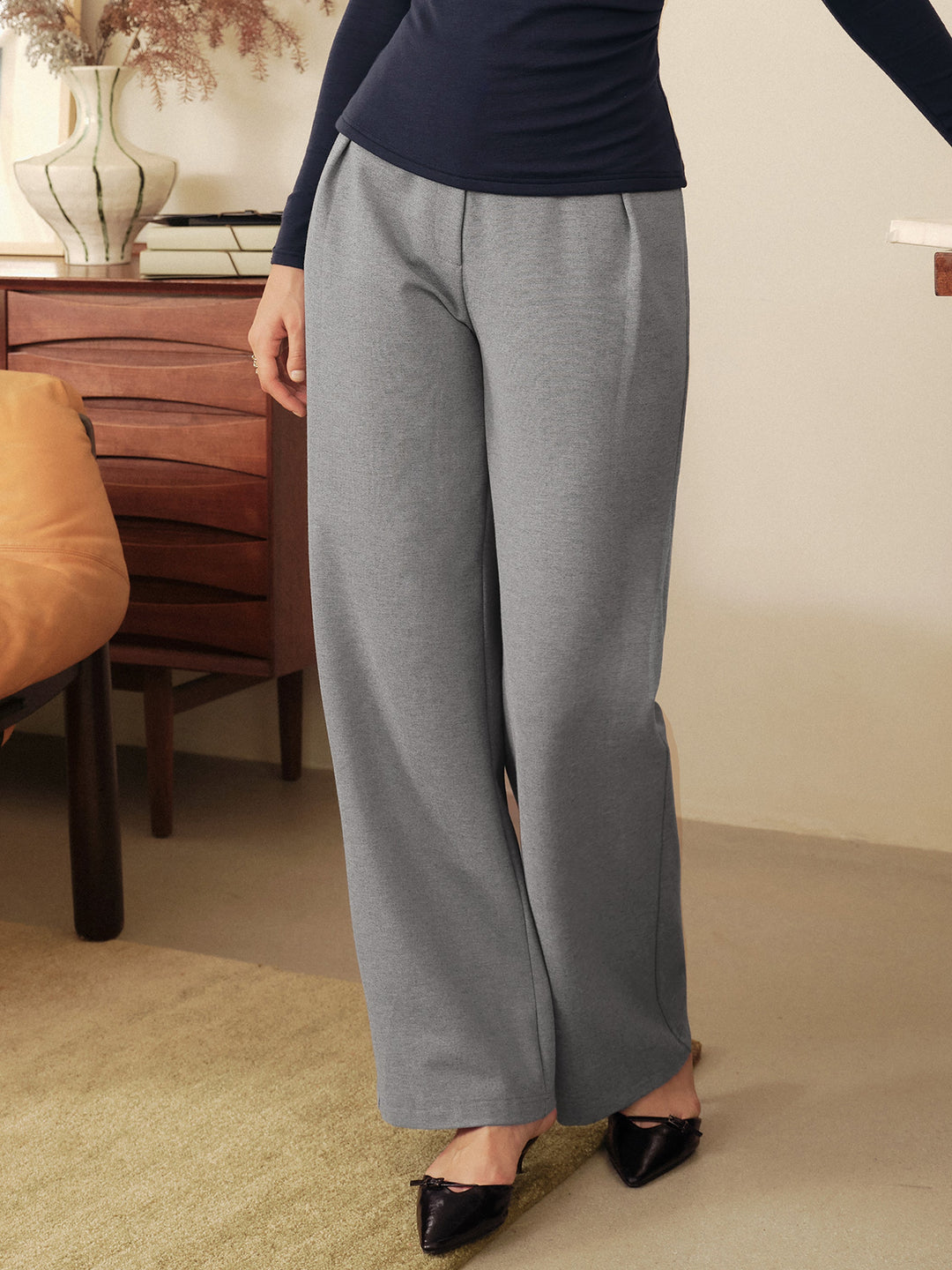 Ponte High-Rise Straight-Leg Pants with Pockets