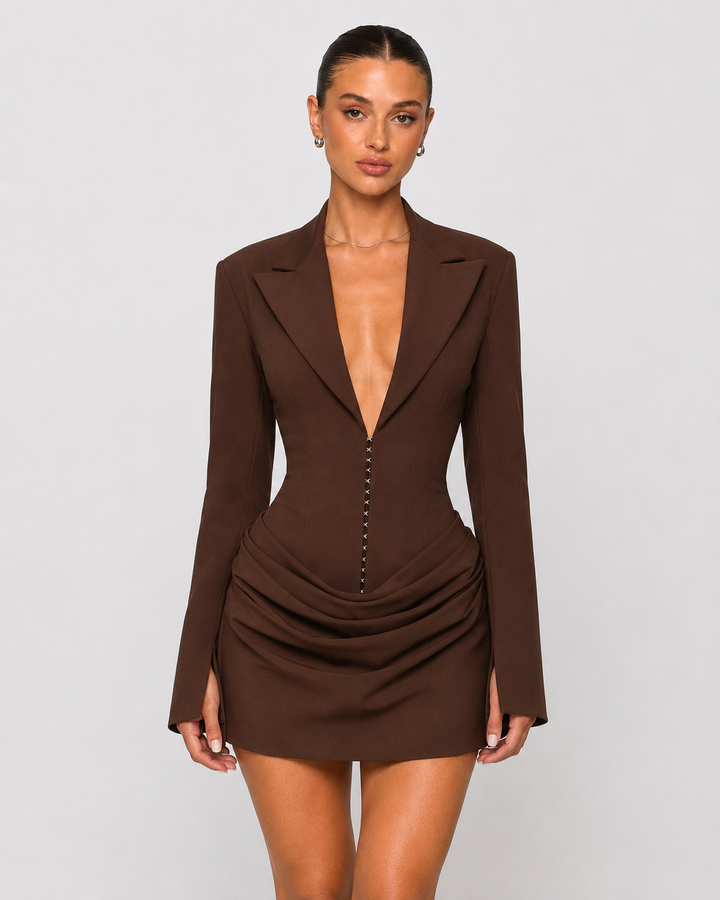 CEO Blazer Mini — women's mini dress, styled as a complete outfit