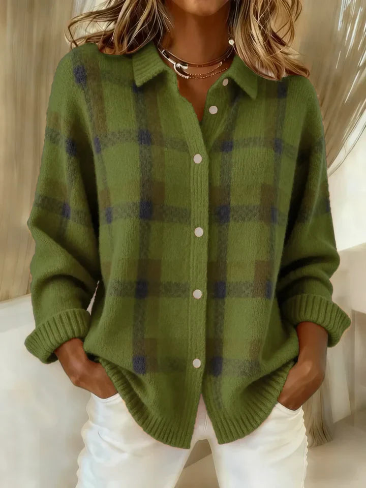 Valeria Casual Contrast Retro Plaid Sweater