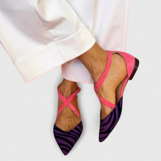 Khreysa Elegant Ballet Flats with Straps — close-up detail