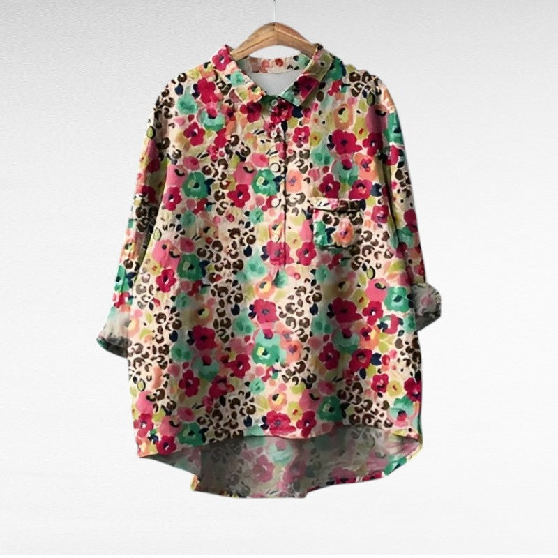 Josephine Colourful Summer Blouse — close-up view