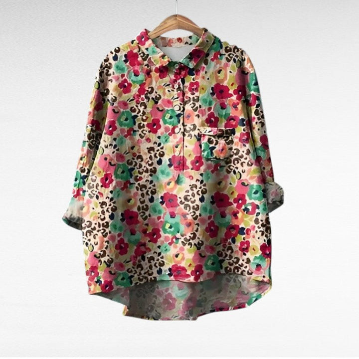 Josephine Colourful Summer Blouse — close-up view