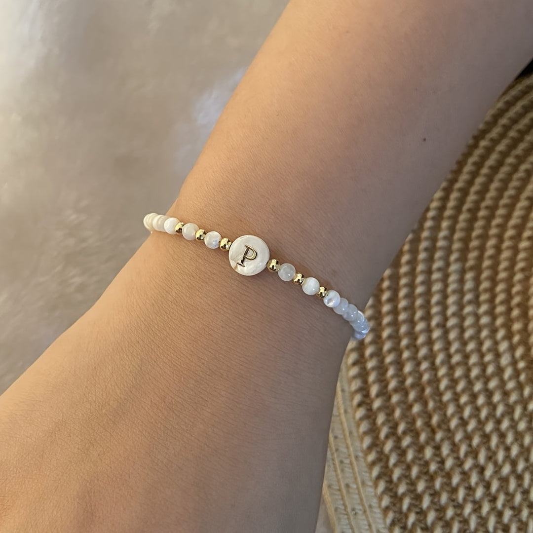 Elegant Initial Pearl Bracelet