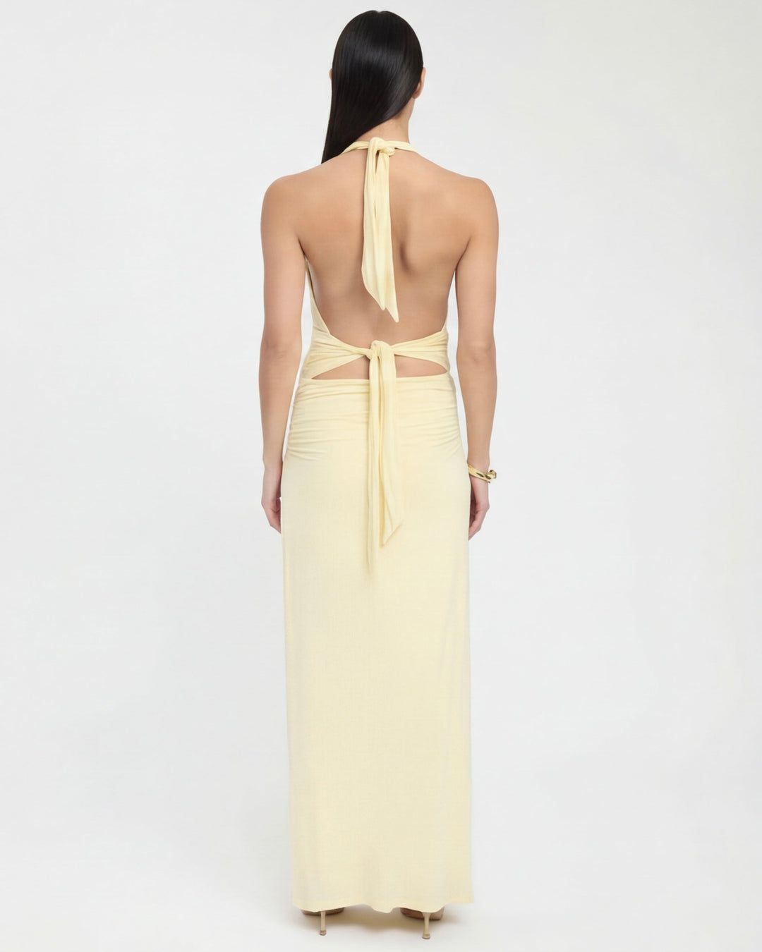 ARIA Nyx Halter Maxi Dress - women's maxi dress, skirt detail