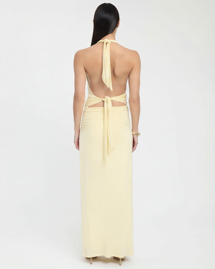 ARIA Nyx Halter Maxi Dress - women's maxi dress, skirt detail
