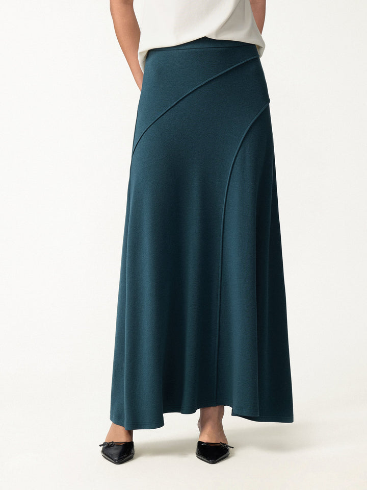 2Pcs Set LiteWarm Asymmetrical Long Sleeve Built-In Bra Top 2.0 & A-Line Midi Skirt
