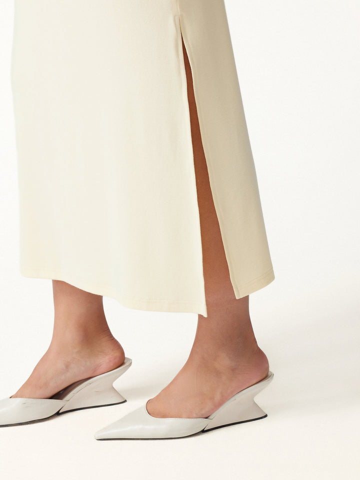 2Pcs Set LiteWarm Boatneck Long Sleeve Top & Mid-Rise Side-Slit Column Midi Skirt