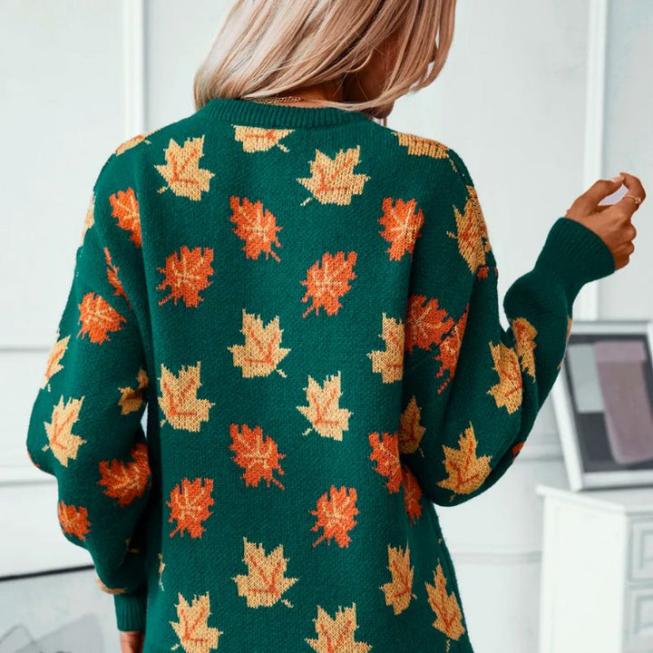 Sophia Comfortable Leaf Style Sweater — alternate view