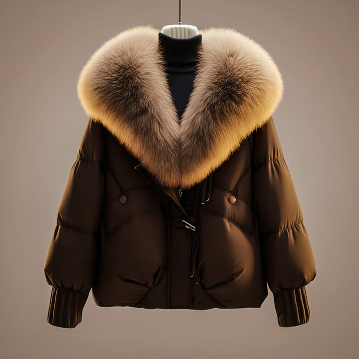 Daisy | Women's Glossy Puffer Jacket with Oversized Faux Fur Collar