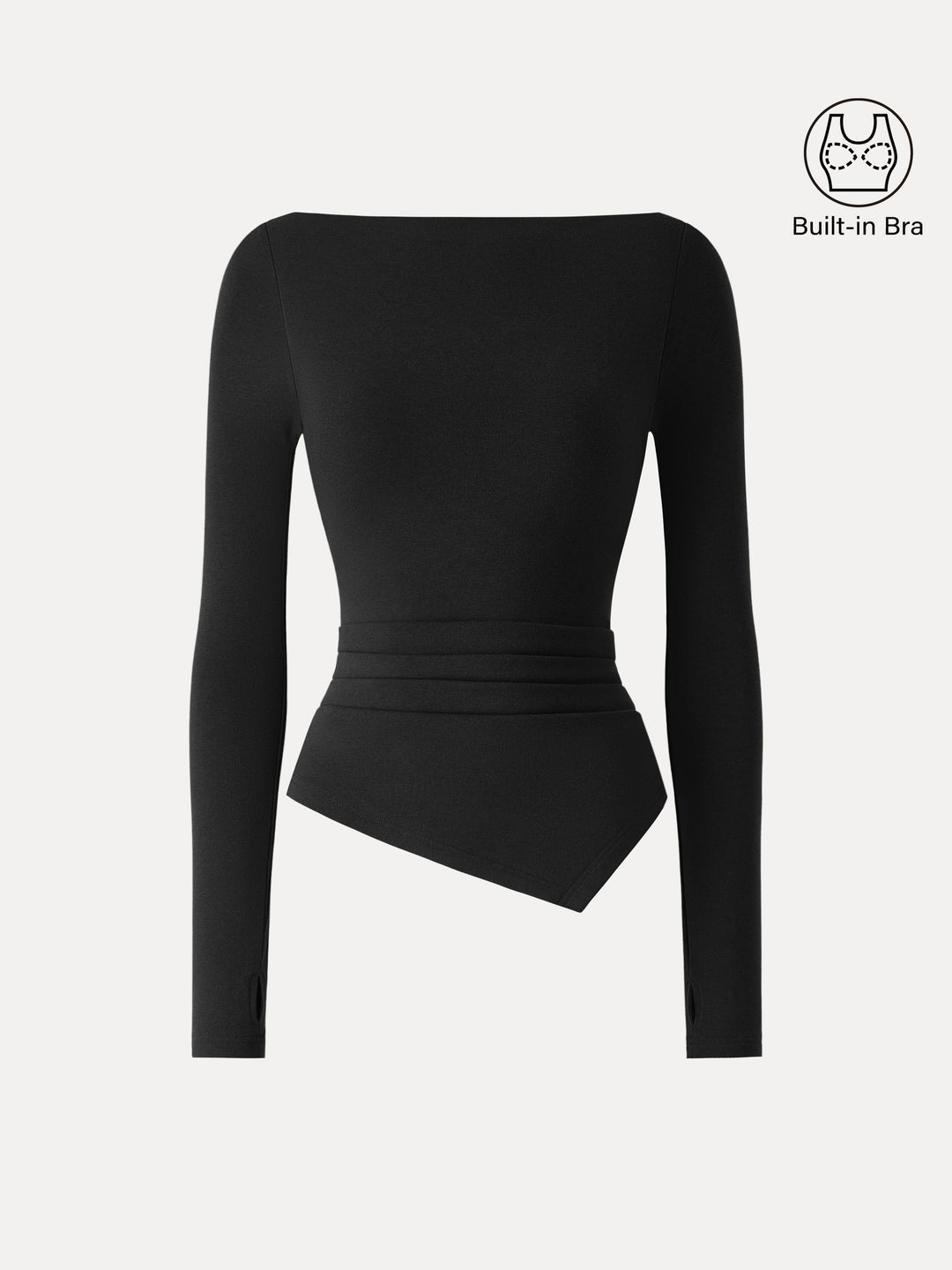 ProWarm Boatneck Side Tucks Asymmetrical Built-In Bra Top 2.0