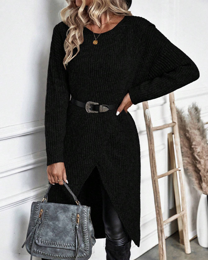 Addison Comfortable Irregular Style Sweater Dress — product view