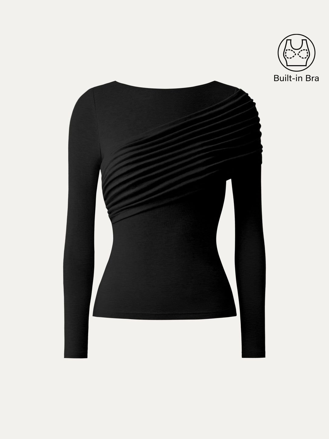 ProWarm Boatneck Ruched Overlap Built-In Bra Top 2.0