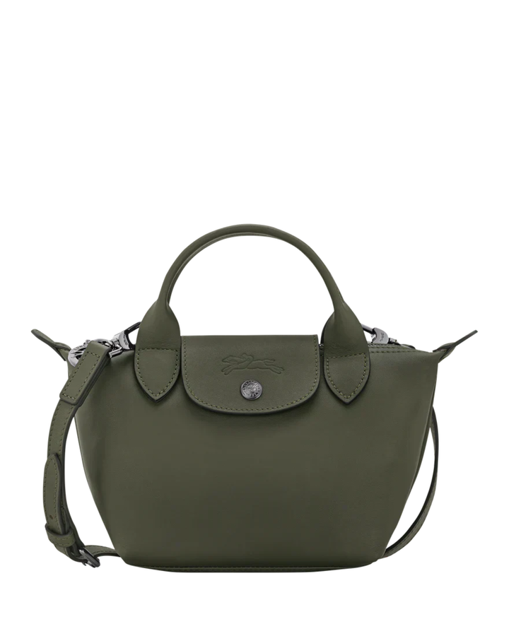 Longchamp Le Pliage Xtra XS Leather Bag Fir dark green front view