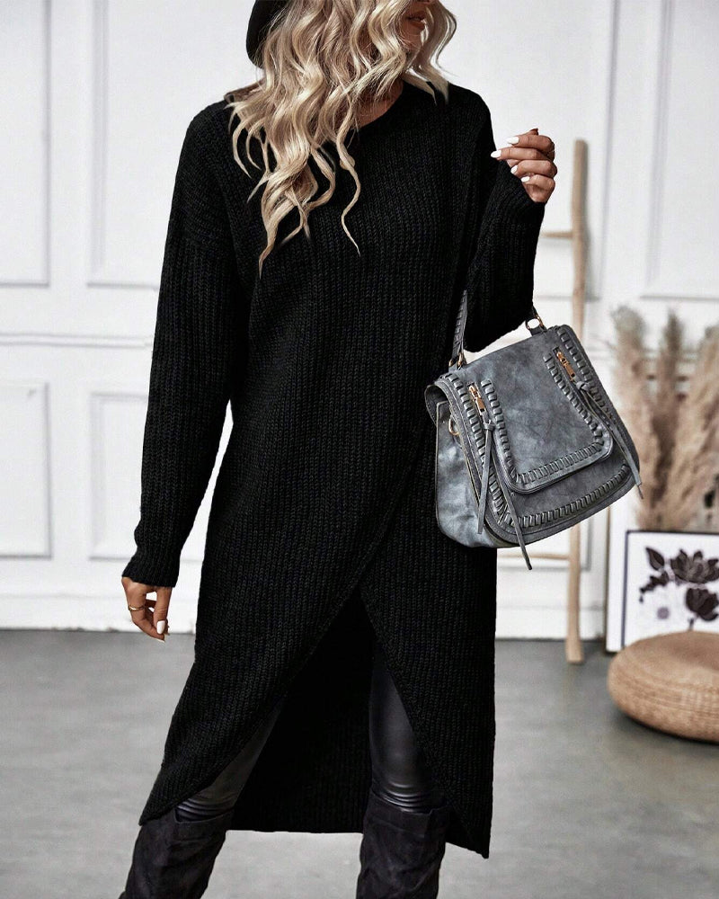 Addison Comfortable Irregular Style Sweater Dress — product view