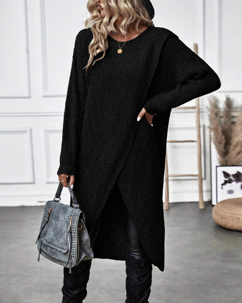 Addison Comfortable Irregular Style Sweater Dress — product view