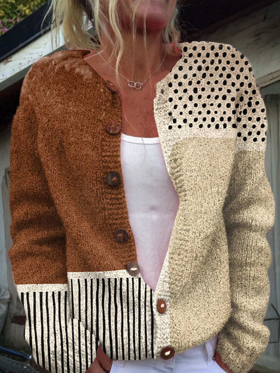 Minimalist Polka Dots Cardigan — front view